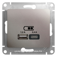 SE Glossa Платина Розетка 1-ая с с/з с USB тип A+C