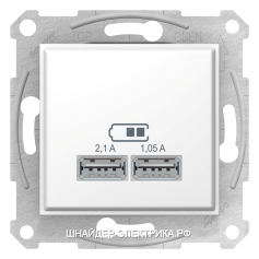 SE Sedna Бел Розетка 2-ая USB 2,1А (2x1,05А)
