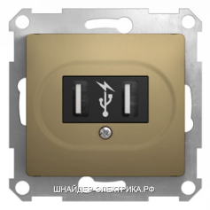 SE Glossa Титан Розетка USB 5В/2100мА, 2х5В/1050мА (GSL000433)