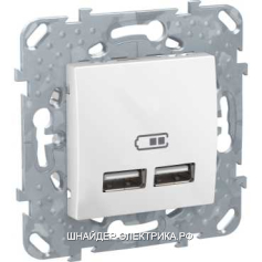 SE Unica Бел Розетка USB 2-ая, зарядное устройство, 2.1А