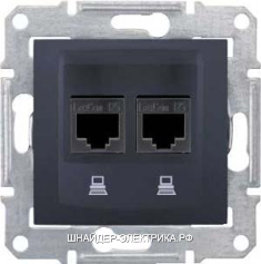 SE Sedna Графит Розетка компьютерная 2-ая  RJ45 кат. 5e UTP