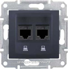 SE Sedna Графит Розетка компьютерная 2-ая RJ45 кат. 5e STP