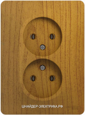 SE Glossa Дерево Дуб Розетка 2-ая б/з в сборе с рамкой